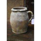 Antique French pottery jug, loop handle,