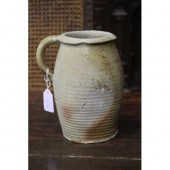 Antique French pottery jug, loop handle,