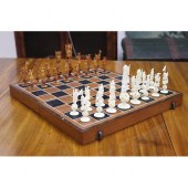 Fine Chinese carved ivory full chess