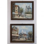 Burnett, two oils on canvas, Street