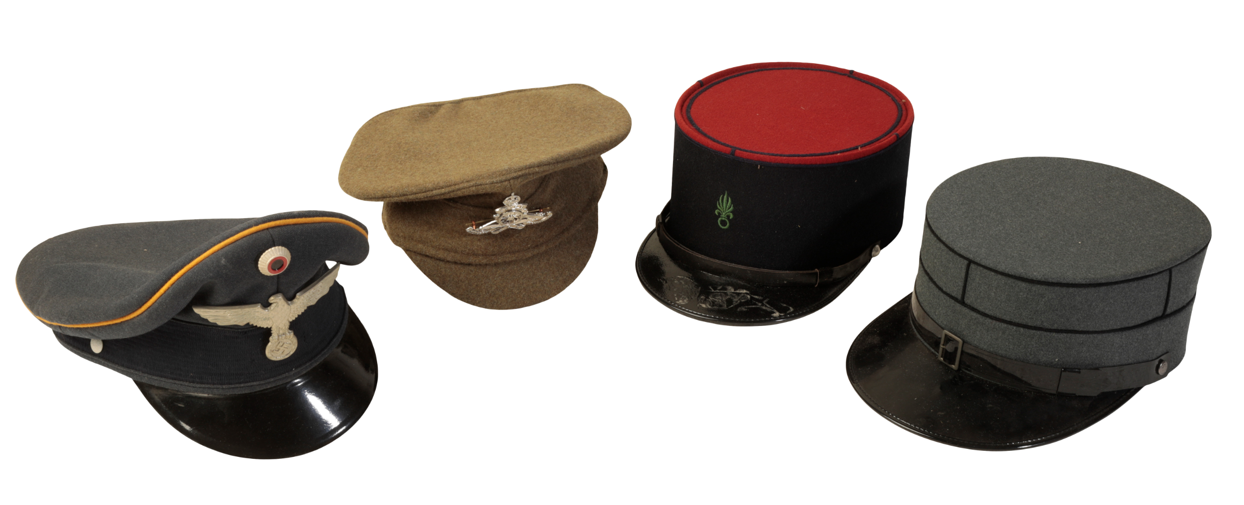 A COLLECTION OF MILITARY HATS X1