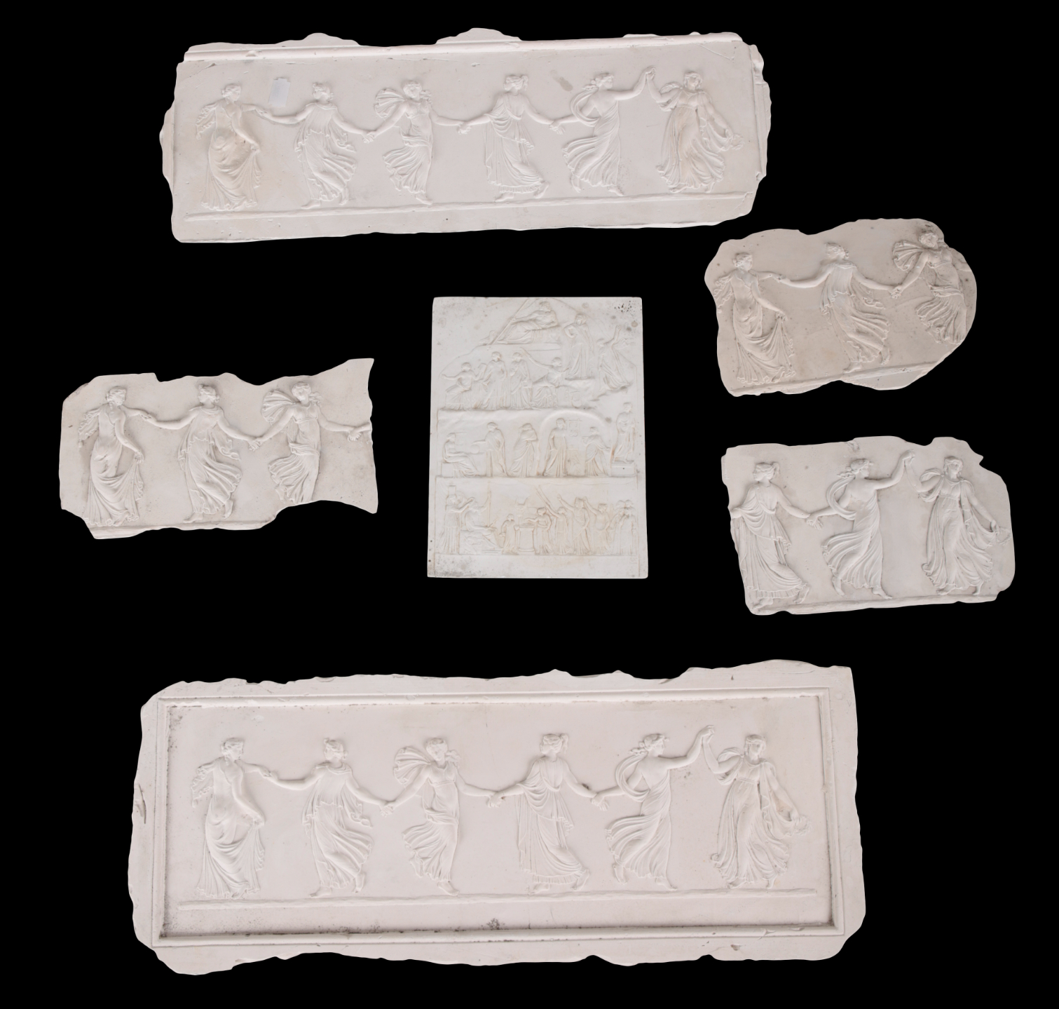 A GROUP OF FIVE PLASTER FRIEZE 3ae064