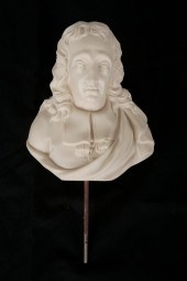 A STAFFORDSHIRE WHITE PORCELAIN BUST