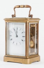 A FRENCH BRASS CARRIAGE CLOCK Circa