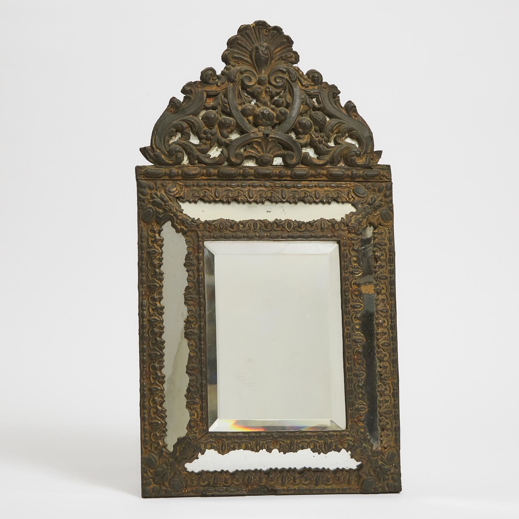 Dutch Baroque Brass Repouss Mirror Framed 3ac023