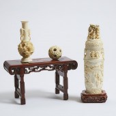 A Chinese Ivory Vase and Cover, Together
