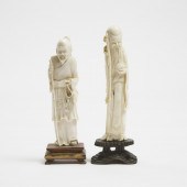 Two Chinese Carved Ivory Figures of