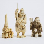 A Group of Three Ivory Carved Netsuke,