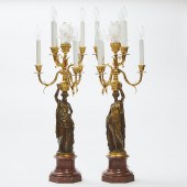 Pair of French Neo Grec Gilt and Patinated