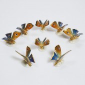 Eight Volkstedt Butterfly-Form Place-Card