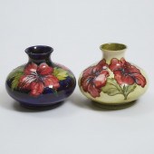 Two Moorcroft Hibiscus Vases, 1970s