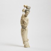 A Large Ivory Carving of a Female Immortal,