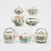 A Group of Seven Famille Rose Teapots