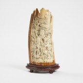 A Polychrome Ivory Carved Fu Lu Shou