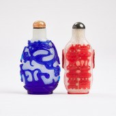 Two Overlay Peking Glass Snuff Bottles,