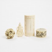 A Group of Four Chinese Ivory Items,