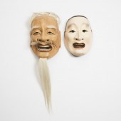 Two Japanese Noh Masks, Meiji Period