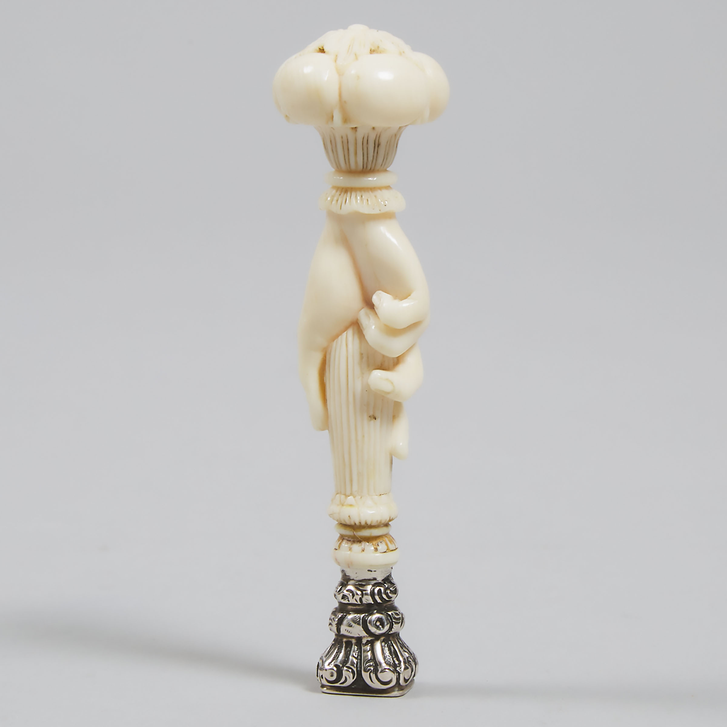 French Silver Mounted Ivory Hand 3ac652
