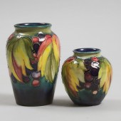 Two Moorcroft Grape and Leaf Vases,