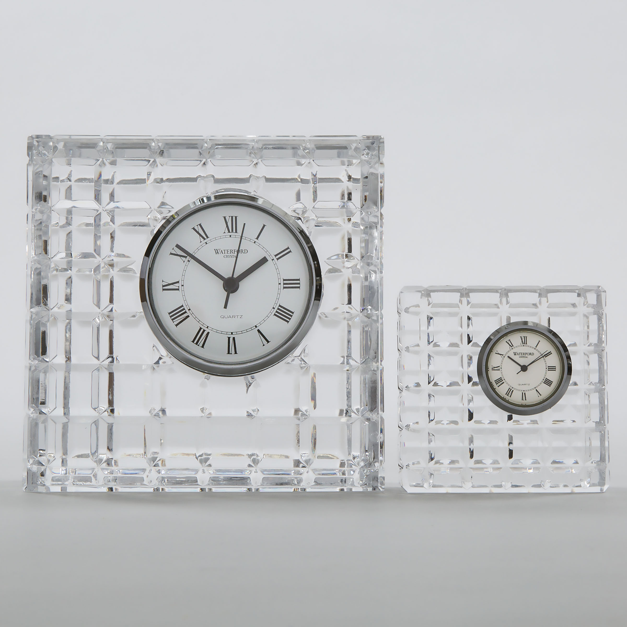 Two Waterford Cut Glass Desk Clocks  3ac6db