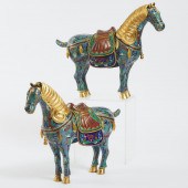 A Pair of Chinese Cloisonné Horses,