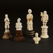 A Group of Five Continental Ivory Figures,