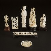A Group of Five Chinese Ivory Carvings,
