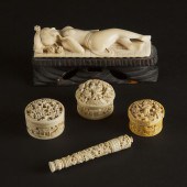An Ivory Doctors Doll Figure, Together