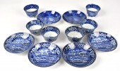 19TH C. HISTORICAL BLUE CUPS AND SAUCERS