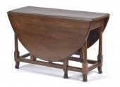 WILLIAM AND MARY WALNUT GATE LEG TABLE.