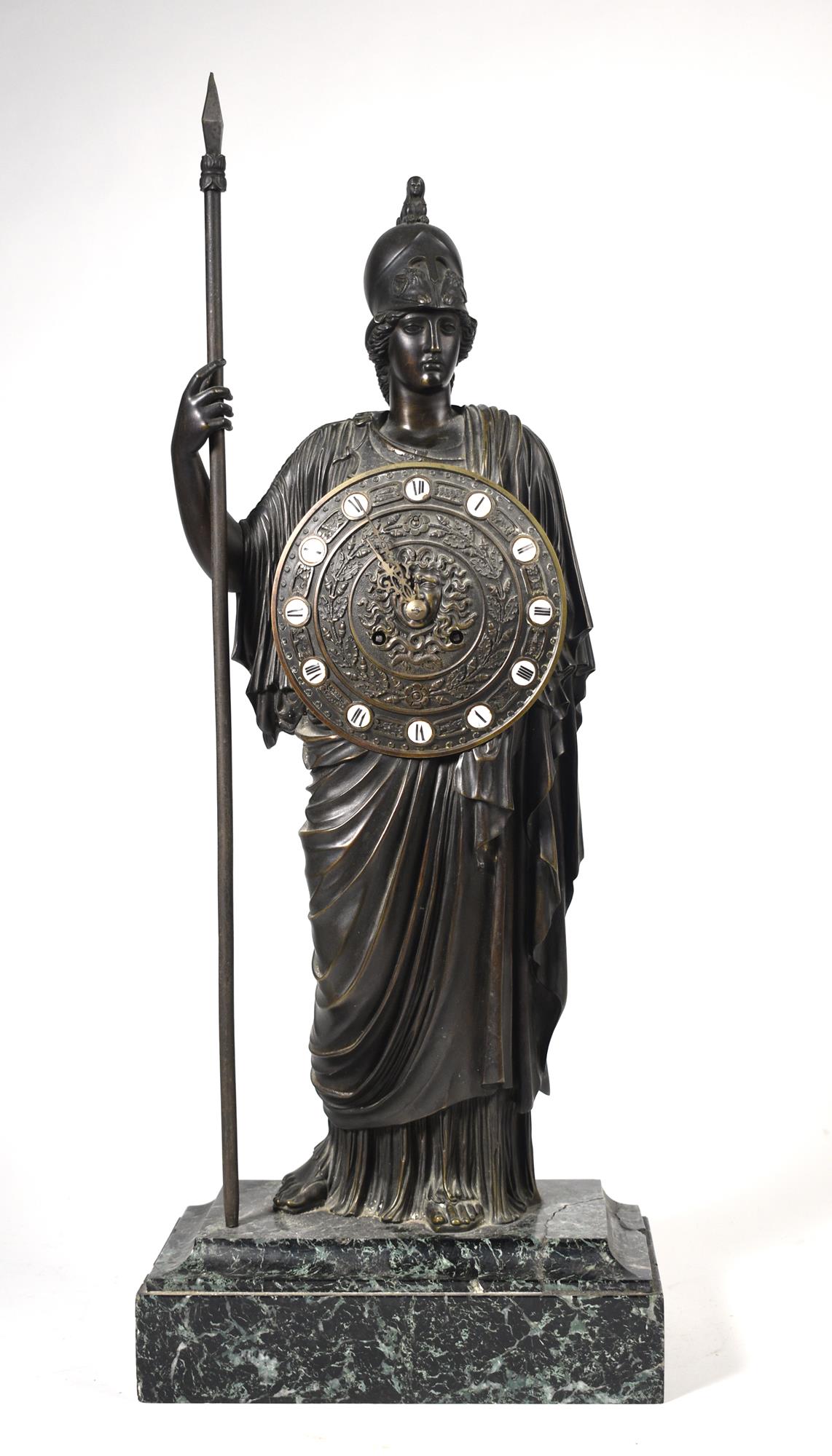 19TH C. FRENCH BRONZE MANLE CLOCK,