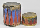 TWO EARLY 20TH C. PAINTED DRUMS. Originating