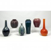 6pc Studio Pottery Modernist Glazed