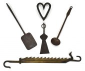 EARLY WROUGHT IRON AND BRASS UTENSIL