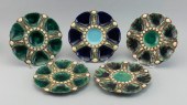 SET OF FIVE MINTON MAJOLICA OYSTER PLATES
