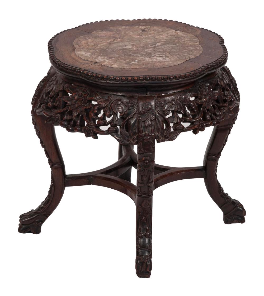 CHINESE CARVED ROSEWOOD TABORET 3af6be