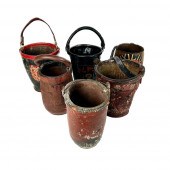 SIX LEATHER FIRE BUCKETS 19TH/20TH CENTURY