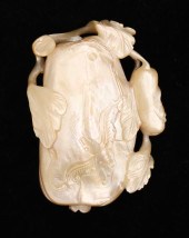 Chinese Mother of Pearl Figural Melon