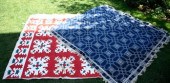 A late 19th C. quilt in red, blue and