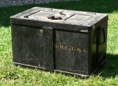 A late 19th C. painted cast iron safe/strong