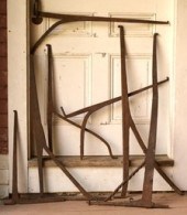 18th C. wrought iron fireplace cranes: