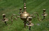 A mid 18th C. four branch brass chandelier,
