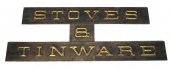 ANTIQUE TRADE SIGN, STOVES & TINWARE.