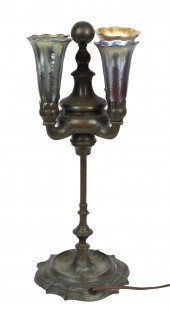 BRONZE TIFFANY LAMP. A ca. 1900 table