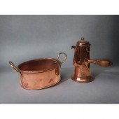 A 19TH CENTURY COPPER COFFEE POT, TOGETHER