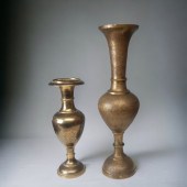 TWO LARGE VINTAGE INDO / PERSIAN BRASS