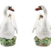 A Pair of Meissen Porcelain Swan Figures
19th