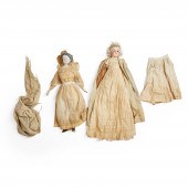 BISQUE HEAD DOLL AND PORCELAIN DOLL