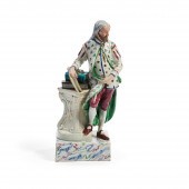 STAFFORDSHIRE PEARLWARE FIGURE OF CHAUCER,