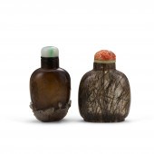 TWO ROCK CRYSTAL SNUFF BOTTLES 1830-1900